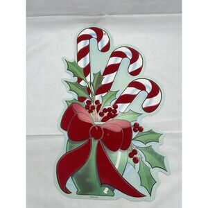 Vintage Christmas Eureka Die Cut Fuzzy Candy Cane Wall Decoration Holiday USA